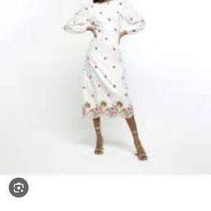 Sz 8 I In Other Words River Island Soft Cotton Embroidered Maxi Dress